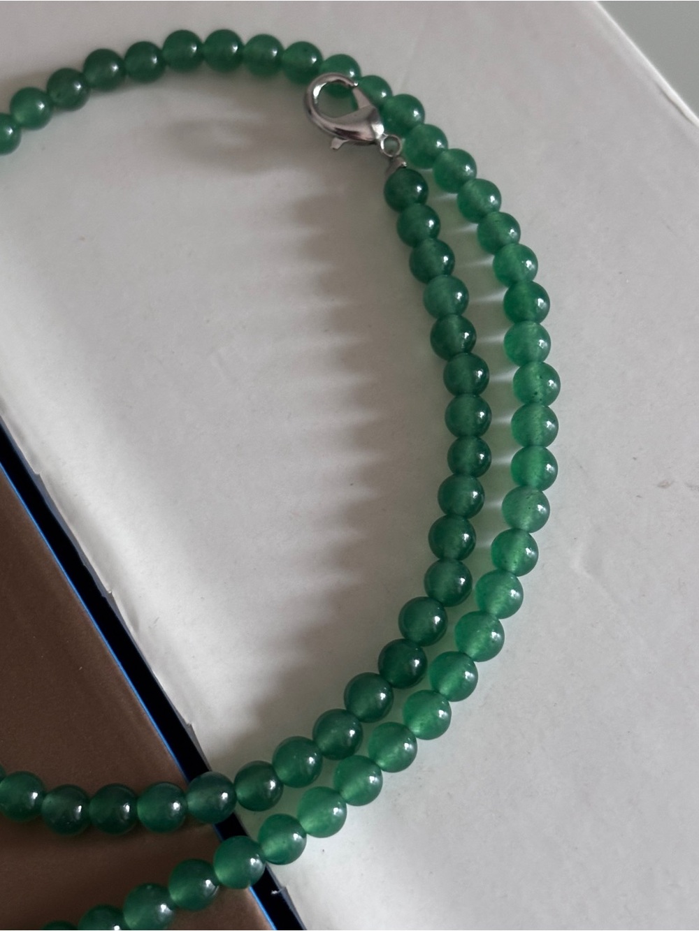 Aventurine Natural Stone Beaded Necklace 4mm With Red Jasper Fish Pendant - Picture 4 of 5